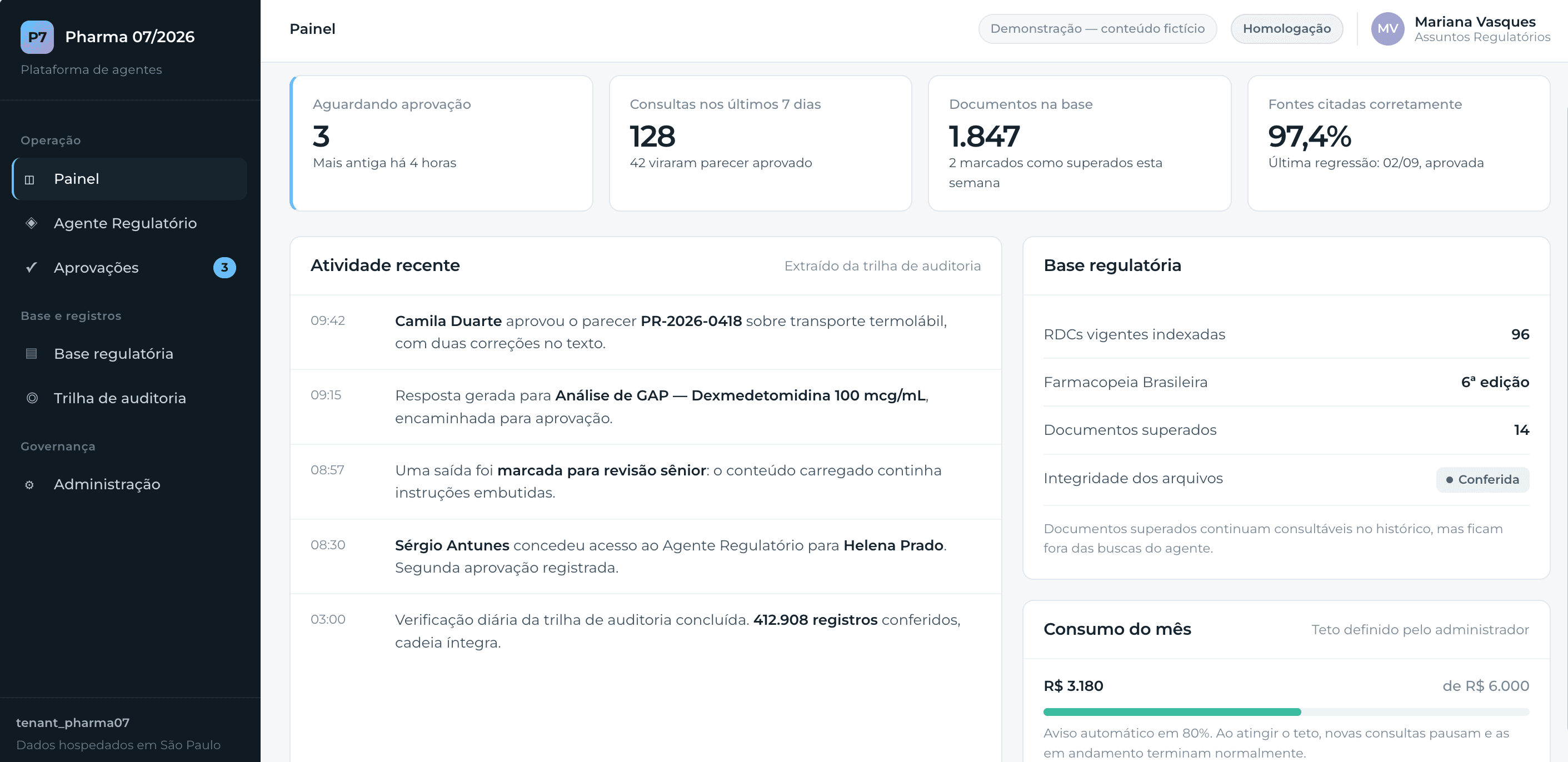 A closed platform that helps pharmaceutical companies review and internally approve regulatory matters, with every answer tied to its source regulation.